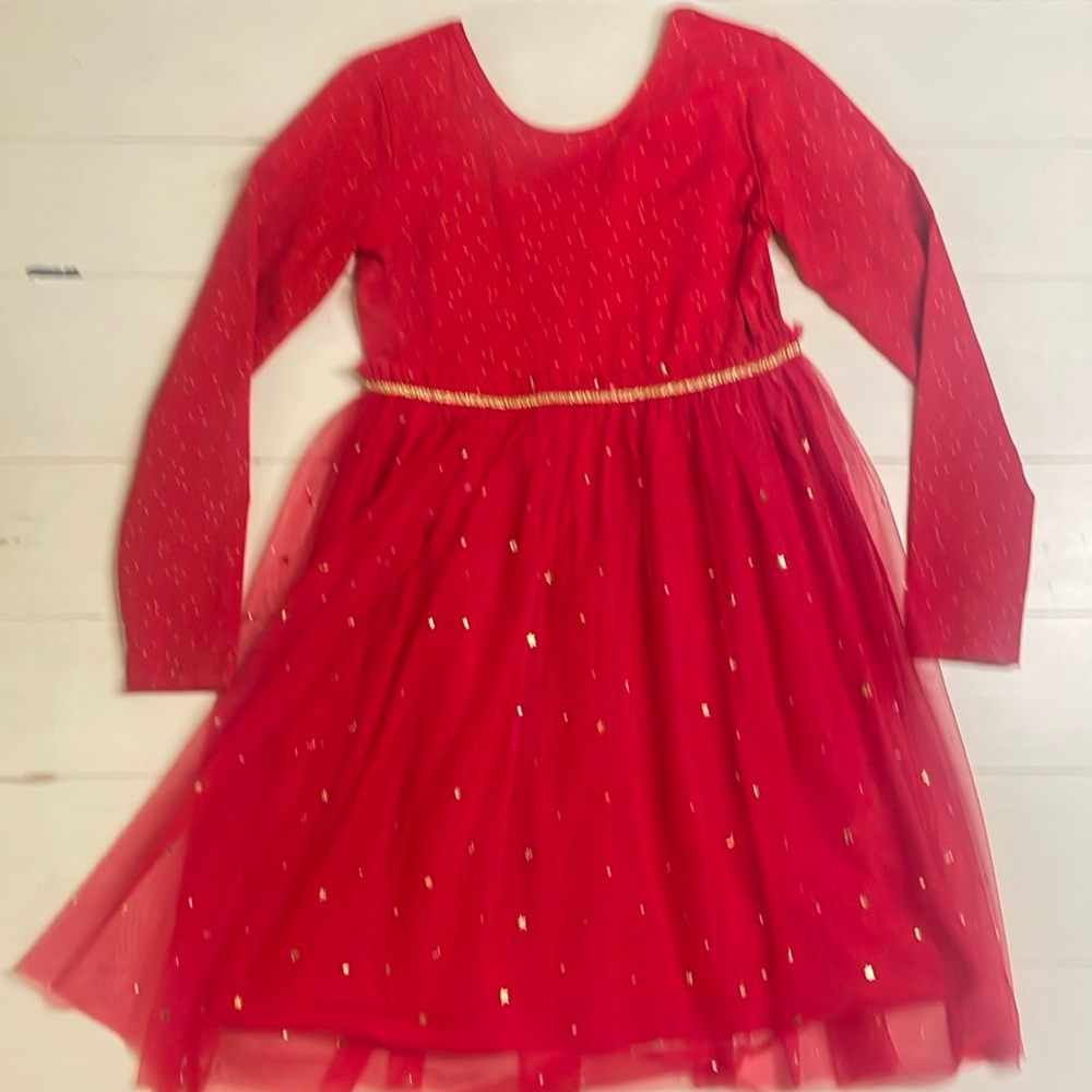 Hanna Andersson Kids Holiday Long Sleeve Shimmer Tuille Dress, size 12